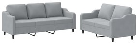 Set di divani 2 pz con cuscini grigio chiaro in tessuto