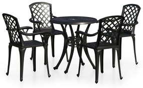 Set da Bistrot 5 pz in Alluminio Pressofuso Nero