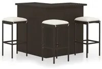 Set da Bar da Giardino 4 pz con Cuscini in Polyrattan Marrone 3064922