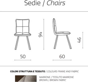 Sedia cucina tessuto Marrone - imbottito SILA 2 sedie