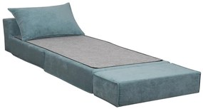 Poltrona letto singola in tessuto effetto velluto blu VICTOR