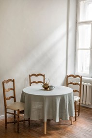 Tovaglia Rotonda İn Lino / Round 59"/150 Cm / White