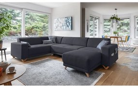 Divano angolare color antracite allungabile e con contenitore (penisola a sinistra/a U) Classy Sophie – Miuform