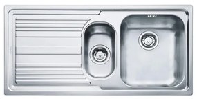 Lavello integrato 1.5 vasche con gocciolatoio a sinistra FRANKE Logica Line inox L 50 x L 100 cm argento