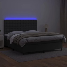 Giroletto a molle con materasso e led nero 160x200cm similpelle