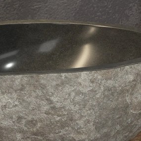 Lavabo in pietra di fiume grigia diametro 50-55 cm | Litos-River5 - KAMALU
