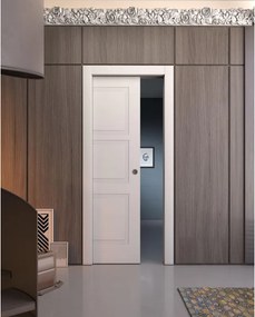 Porta interna scorrevole Belfast in legno colore bianco, L 60 x H 210 cm, apertura reversibile