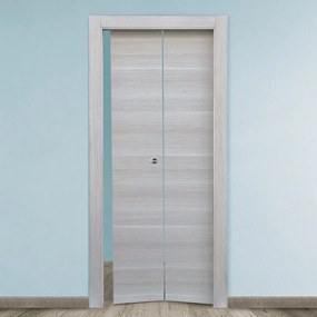 Porta pieghevole a libro simmetrica Corn rovere grigio L 80 x H 210 cm destra