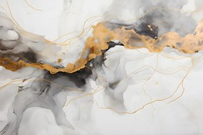 Carta da parati – Imitazione marmo bianco-grigio