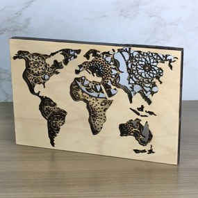 Quadro Cartina Mondo in legno - Medio