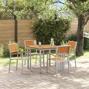 5 pezzi set da pranzo giardino in legno massello di acacia e metallo