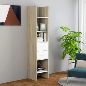 Libreria Bianca E Rovere Sonoma 40x35x180 Cm Legno Multistrato /