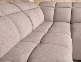 Divano angolare marrone chiaro allungabile/con contenitore (con penisola a sinistra/a L) e rivestimento in bouclé Falconn – ELTAP