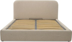 Letto matrimoniale imbottito beige con contenitore con rete inclusa 140x190 cm Sea – Scandic