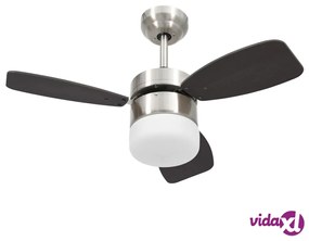 vidaXL Ventilatore Soffitto con Luce e Telecomando 76 cm Marrone Scuro