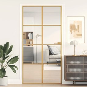 Porta Interni Sottile Oro 102,5x201,5 Vetro Temperato Alluminio /