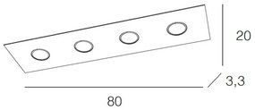 Plafoniera Moderna Rettangolare Area Metallo Sabbia Metallo 4 Luci Gx53