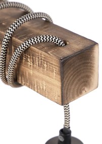 Applique da parete industriale nera con legno - Gallow