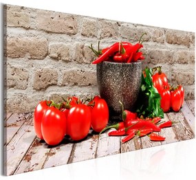 Quadro Red Vegetables (1 Part) Brick Narrow  Colore Rosso, Dimensioni e Misure 150x50