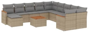 Set divano da giardino 12 pz con cuscini beige misto polyrattan