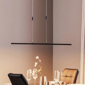 Lampada LED a sospensione Tolu di Quitani, nera, lunghezza 138 cm dimmerabile, Nero, Soggiorno / Sala da pranzo, Alluminio, Moderno