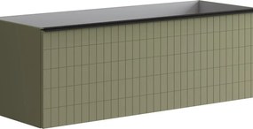 Mobile da bagno sospeso sotto lavabo Pixel grid 1 cassetto L 120 x H 40 x P 45.5 cm verdesalvia laccato opaco, con maniglia nero opaco