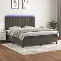 Letto a Molle con Materasso e LED Grigio Scuro 160x200 cm 3136372