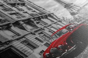 Stampa su tela – Auto retrò rossa a Parigi