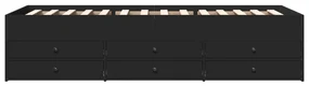 Divano letto con cassetti nero 100x200 cm in legno multistrato
