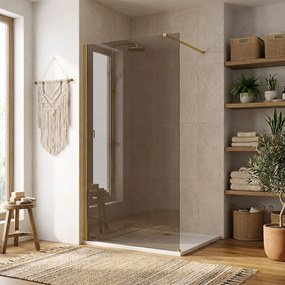 Parete doccia Rea Flexi Brown / Brush Gold 90