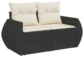 Set Divani da Giardino 11 pz con Cuscini in Polyrattan Nero