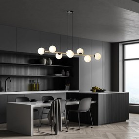 Lampadario a sospensione GRAVITY 8 Nero/Bianco e Oro 8xE14