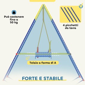 Altalena da Giardino per Bambini Trasformabile 3 in 1 Telaio in Metallo Blu...