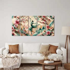 Quadri 5 pezzi – Ballerina geometrica in movimento