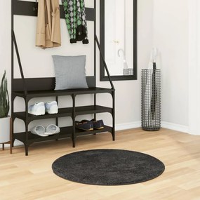 Tappeto Shaggy Pamplona A Pelo Lungo Moderno Nero Ø 80 Cm /