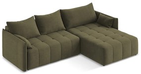 Divano angolare color kaki allungabile/con contenitore (con penisola a destra/con chaise lounge) Moku – Makamii