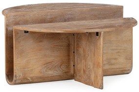 Tavolino da salotto rotondo colore naturale scuro in mango massiccio ø 80 cm Divya – MOME