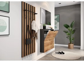 Scarpiera color antracite/di colore naturale con effetto rovere con ante ribaltabili/da parete 100x85x19 cm Renell – Germania