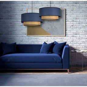 Duolla - Lampadario a sospensione con filo BOHO 1xE27/15W/230V diametro 45 cm blu/rattan