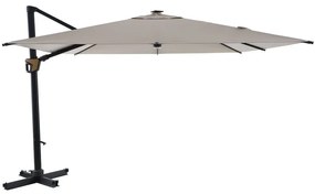 Ombrellone a palo laterale antracite NATERIAL con telo quadrato beige L 329 x P 329 x H 271 cm