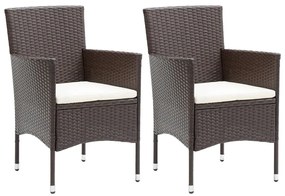 Set da pranzo per giardino 3 pz con cuscini polyrattan marrone