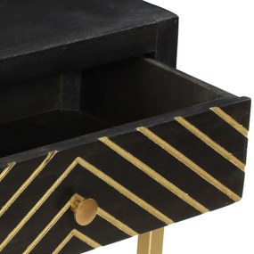 Tavolo consolle nero e oro 90x30x75cm legno massello di mango