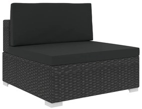 Set divani da giardino 6 pz con cuscini in polyrattan nero