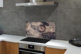 Pannello paraschizzi cucina Mappa della bussola 100x50 cm