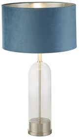 Lampada Scrivania Oxford Acciaio Ottone Velluto Verde Acqua 1 Luce E27