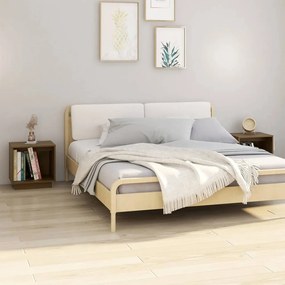 Comodini 2 Pz Ambra 40x30x40 Cm İn Legno Massello Di Pino /