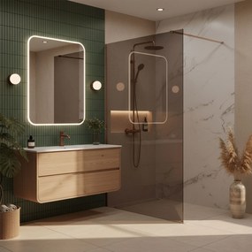 Parete doccia Rea Flexi Brown / Brush Copper 140