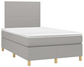 Letto a molle materasso e led grigio chiaro 120x200 cm tessuto