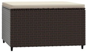 Poggiapiedi da giardino con cuscini 2 pz in polyrattan marrone