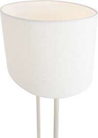 Vloerlamp beige met ovale witte linnen kap 35cm - Thijmen